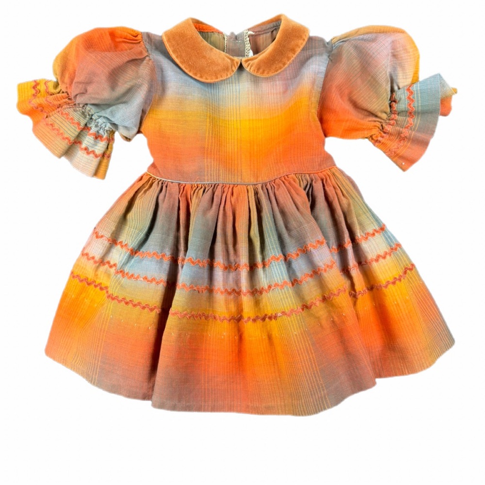 ITSY BITSY Star Vintage Plaid Puff Sleeve Dress with Tulle Underskirt - 12-18M